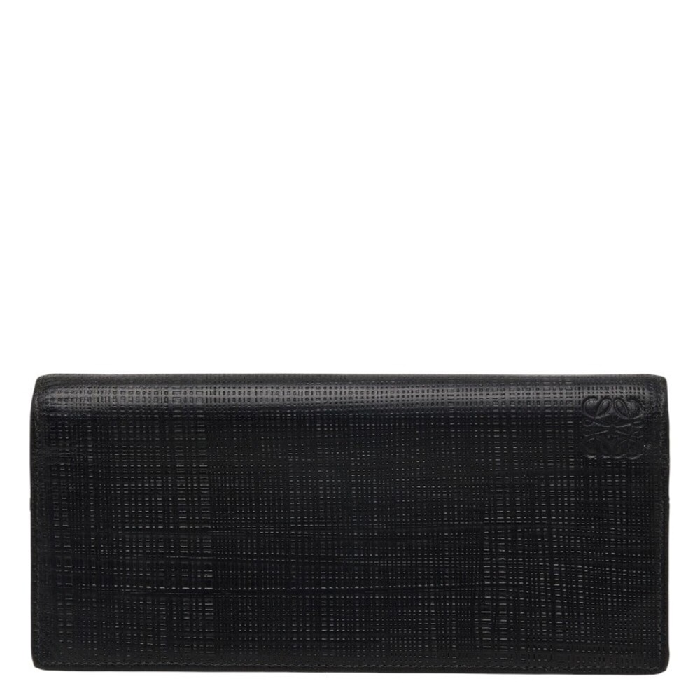 Loewe Anagram Linen Long Wallet, Black Leather, Women's LOEWE